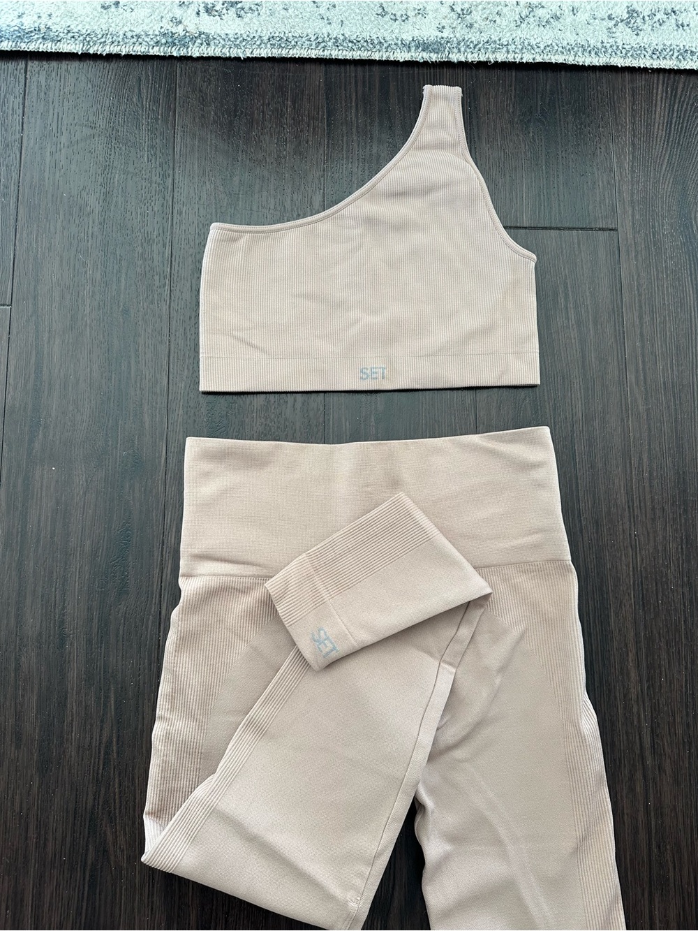 SET Active One-Shoulder Seamless Top & Leggings Set - Blush pink